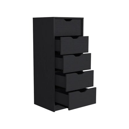 Dresser Kamran, Five Drawers Narrow, Black Wengue Finish