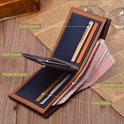 Men'S Bifold Leather Credit ID Card Holder Wallet Billfold Purse Clutch Billfold